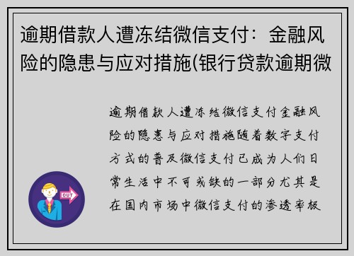 逾期借款人遭冻结微信支付：金融风险的隐患与应对措施(银行贷款逾期微信冻结)